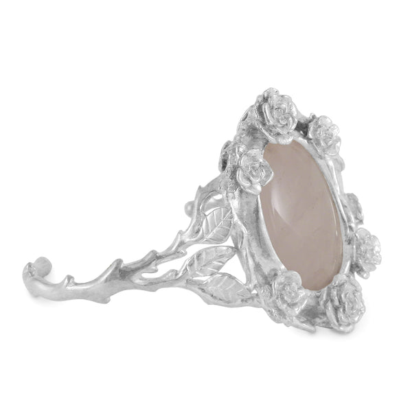 Mini Rose Cuff Bracelet with Rose Quartz