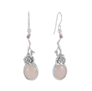 Mini Rose Earrings with Rose Quartz
