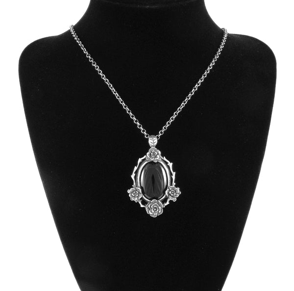 Mini Rose Pendant with Onyx Stone