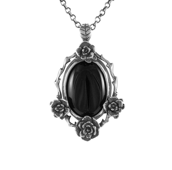 Mini Rose Pendant with Onyx Stone
