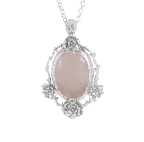 Mini Rose Pendant with Rose Quartz