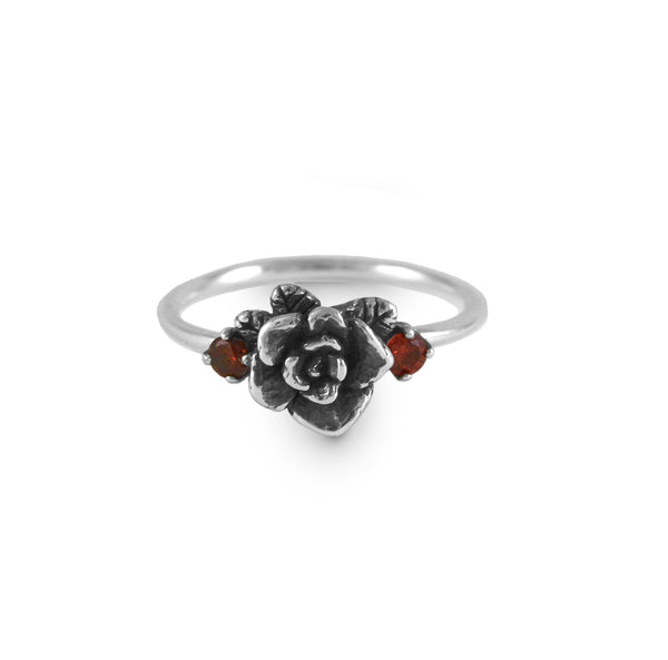 Mini Rose Ring Oxidized with Colored Zircon